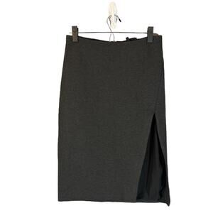 Olivaceous Dark Gray High Front Slit Back Zip Straight Pencil Skirt Women Sz M